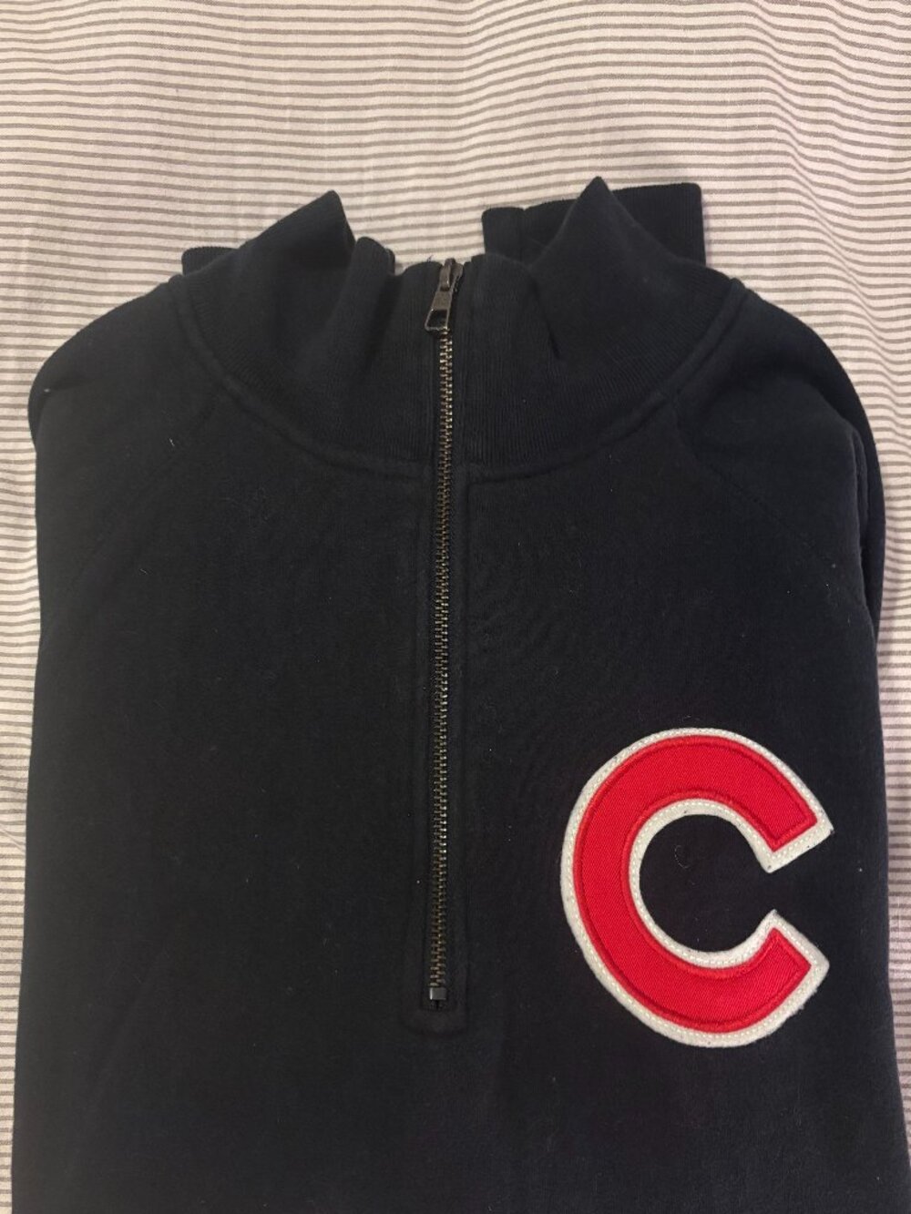 Vintage '47 Brand Mens Chicago Cubs Quarter Zip Pullover Navy Sweatshirt Size L